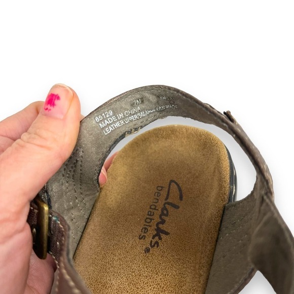 Clarks Bendables Bronze Comfort Strappy Sandals Size 7 - Picture 8 of 8